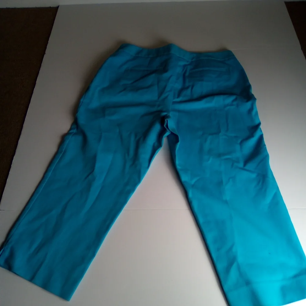 RAFAELLA Women's Turquoise Cropped Pants SIZE 14 - Picture 6 of 7